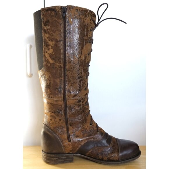 Portofino Adeline brown tall boots in brown and tan painted leather - Picture 3 of 10